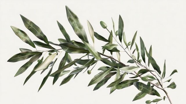 Video A small branch of an olive tree with green leaves, ideal for nature and landscape