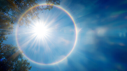 overlay with bright sun glow shining lens flare summer sunlight vibrant sky energy blue background white background burst circle ray optical magic effect springtime beautiful design