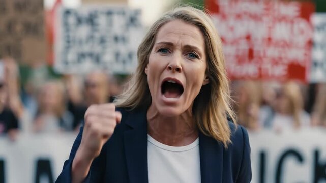 Determined speaker leading peaceful protest for social change and unity