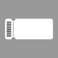 Ticket, coupon. Realistic vector template of a white blank ticket on a gray background.