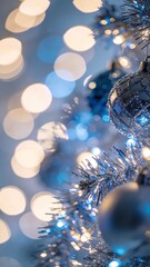 Blue Bokeh Lights Crystalline Frost Luxury Holiday Abstract Background

