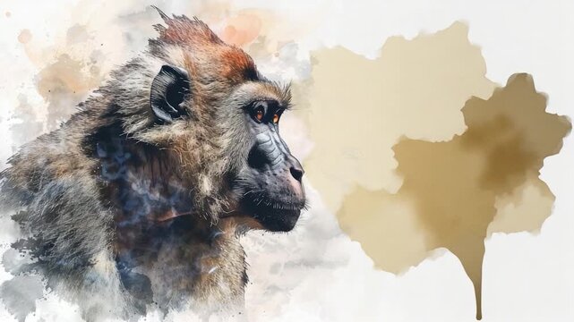 Video A colorful of a monkey with bright orange eyes, perfect for children's books or educational materials