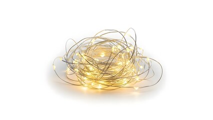 Glowing string lights curled on a surface