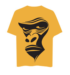 Minimalist Gorilla Face Illustration, Strong Ape Vector Graphic, Stylized Primate Mascot Logo Design