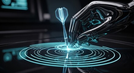 Robot Hand Targets Holographic Dartboard with Precision