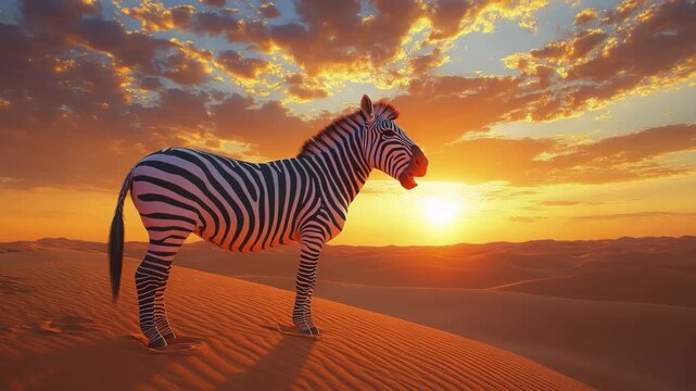 Zebra in Natural Habitat with Sunset Light