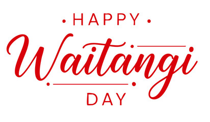 Waitangi day. 6 february New Zealand. Hand lettering design for Waitangi day. Vector illustration Hand drawn text for New Zealand holiday. Script. Calligraphic design for print card, banner, poster.