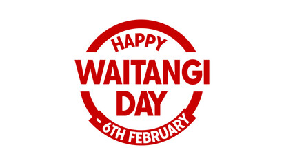 Waitangi day. 6 february New Zealand. Hand lettering design for Waitangi day. Vector illustration Hand drawn text for New Zealand holiday. Script. Calligraphic design for print card, banner, poster.