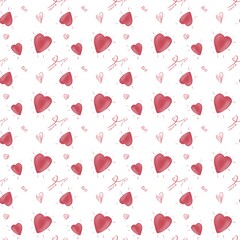 Seamless hearts pattern for Valentine&rsquo;s Day, white love background for wrapping paper and fabric