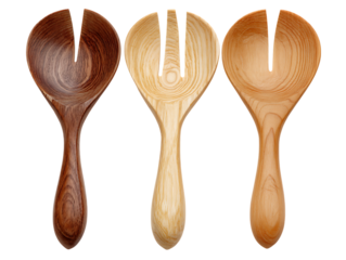 Set of three wooden salad servers