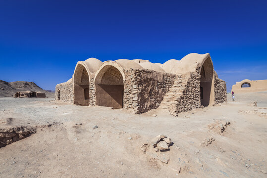 Ritual building in area of Tower of Silence, Zoroastrian ruins complex in Yazd city in Iran