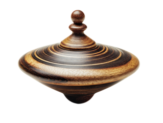 Intricate wooden spinning top