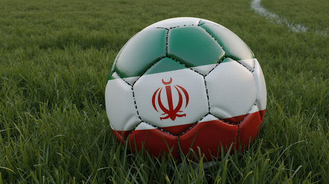 iran soccer ball on grass