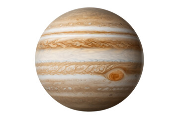 Fototapeta premium A detailed oval shaped illustration of the planet Jupiter on transparent background