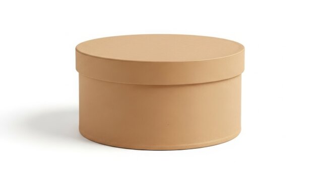 Brown paper hat box isolated on white background