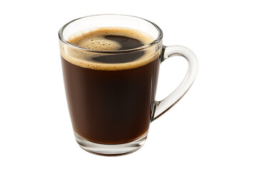 Fresh Black Coffee in Glass Cup Isolated on a Transparent Background