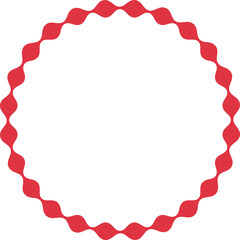Vector Red Circular Wavy Frame or Scalloped Empty Border