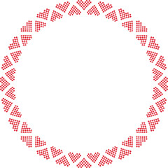 Vector Red and White Geometric Heart Frame Border