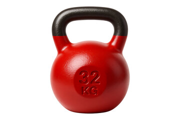 Heavy Red Cast Iron Kettlebell 32 KG Isolated on a Transparent Background