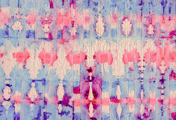 Seamless Vibrant Pink and Blue Watercolor Tie-Dye Pattern