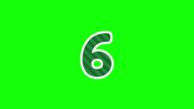 Playful 10 second countdown green stripes on green screen background 