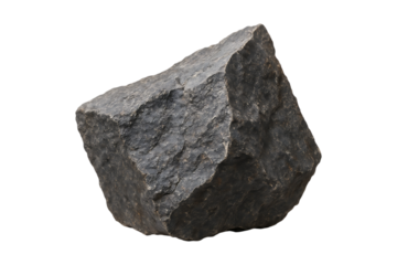 Natural Dark Stone Rock Fragment Isolated on a Transparent Background