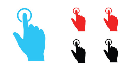 Obraz premium Pointing hand icons in various colors and silhouettes for user interface design