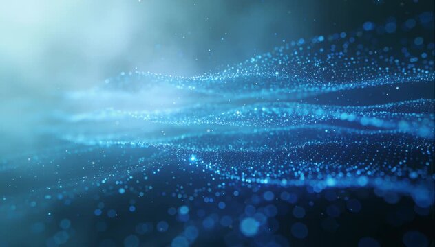 abstract blue technology background with glowing parallel light lines and digital particle effects representing high speed data transfer fiber optics and cyber connectivity