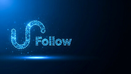Futuristic glowing Unfollow text in blue neon lights on a dark