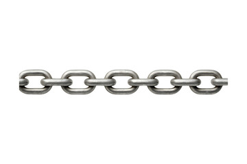 Steel Metal Chain Straight Link Isolated on a Transparent Background