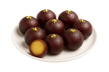 Traditional Kala Jamun Dessert with Rich Brown Texture Isolated on a Transparent Background