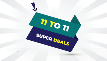super deals 11 to 11 editable eps format web banner vector art illustration template design deep blue light green shapes yellow bold font white gray gradient abstract illustration sunshine business ba