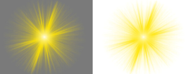 Obraz premium Vibrant yellow starburst effects on black background for design