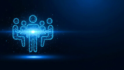 Futuristic Digital Human Networking Concept with Glowing Blue Figures