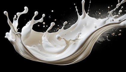 white milk wave splash with splatters and drops ai cutout on transparent