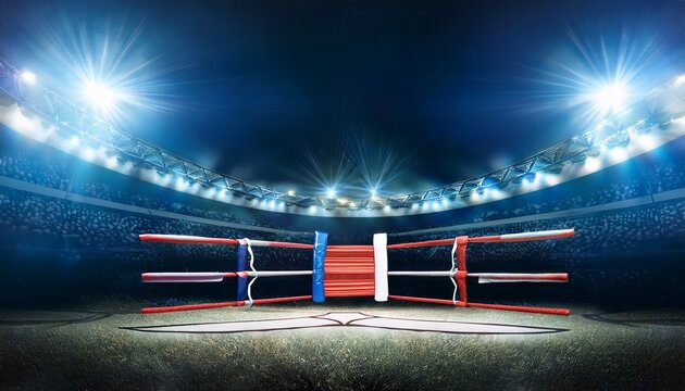 ufc ring background with bright stadium lights and arena seating sports competition mixed martial arts