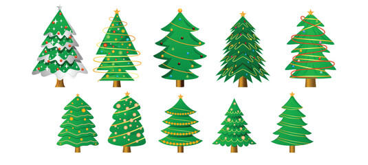 set of decorative christmas tree ornaments design