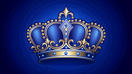 Vintage royal crown vector illustration featuring an ornate golden frame and heraldic shield emblem on a luxury floral pattern background