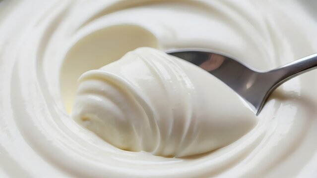 Delicious creamy Quark with spoon scooping out a tasty serving for World Quark Day