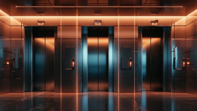 Video Interior of a building elevator with two doors