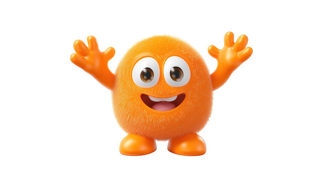 Happy orange character with raised arms celebrating success and joy.

