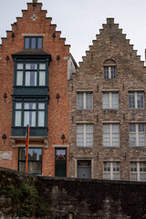 Bruges (Brugge), Belgium - October 17, 2022. Historical architecture on the streets of Bruges, Belgium. Cityscape of Bruges.