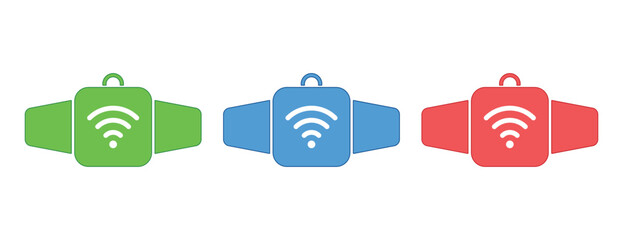Smartwatch icons featuring wireless internet signal, wearable technology
