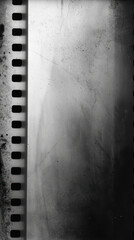 Obraz premium vintage blank filmstrip revealing perforated edges and subtle scratches in monochrome gradient for nostalgic wallpaper or cinematic background