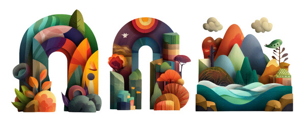 Colorful Abstract Layers Representing Freedom and Liberation in an Illustrative Style