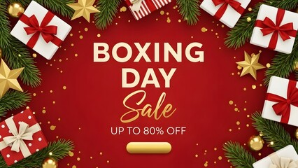 Boxing day sale event with christmas decorations and discounts