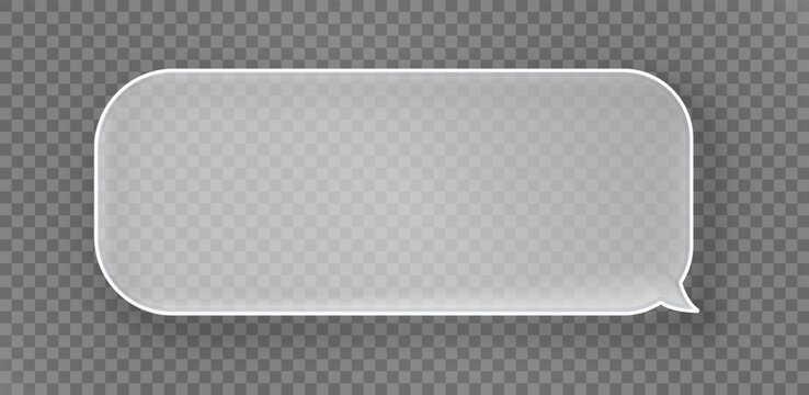 Bubble message glassmorphism UI design element on transparent background. Frosted glass shapes for web, app, banner, and social media design projects