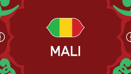 Mali Flag African Nations Morocco 2025 Emblem Countries Teams African Football Symbol Logo Design Vector Illustration