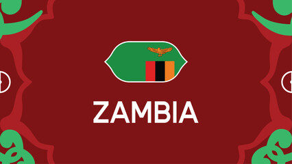 Zambia Flag African Nations Morocco 2025 Emblem Countries Teams African Football Symbol Logo Design Vector Illustration