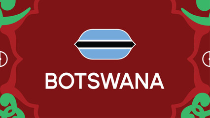 Botswana Flag African Nations Morocco 2025 Emblem Countries Teams African Football Symbol Logo Design Vector Illustration